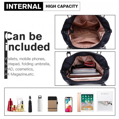 Miss Lulu Soft Leather Elegant Simple Shoulder Bag - Navy