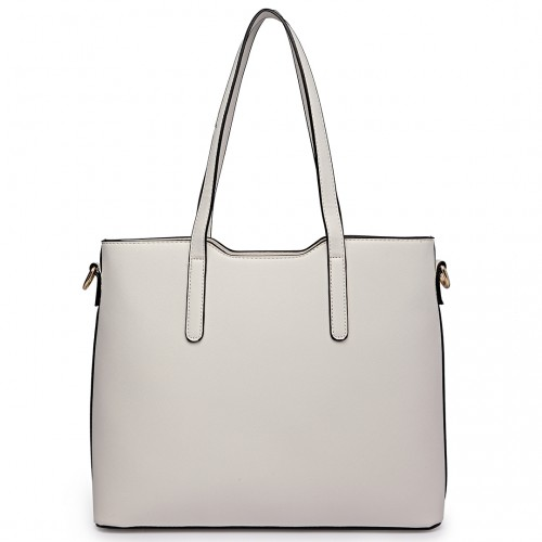 Miss Lulu Three Piece Tote Shoulder Bag and Clutch - White | Versatile & Stylish Handbag Set