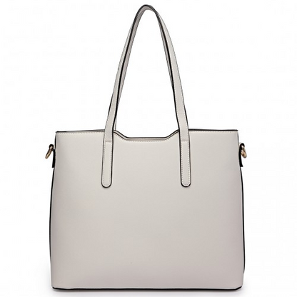 Miss Lulu Three Piece Tote Shoulder Bag and Clutch - White | Versatile & Stylish Handbag Set