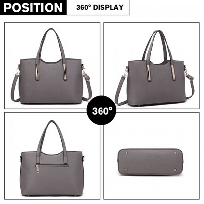 Miss Lulu Grey Pu Leather Handbag & Purse - Stylish and Spacious