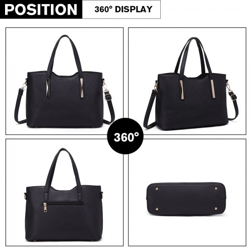 Miss Lulu PU Leather Handbag & Purse - Black | Stylish & Versatile Women's Bag