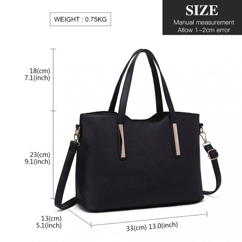 Miss Lulu PU Leather Handbag & Purse - Black | Stylish & Versatile Women's Bag