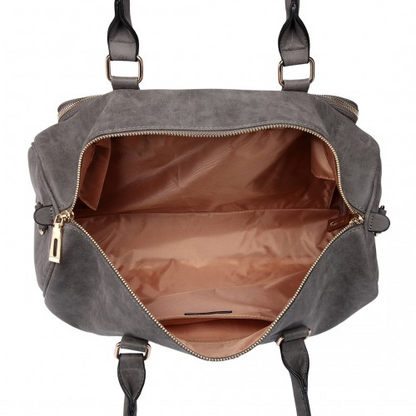 Miss Lulu Leather Look Maternity Changing Shoulder Bag – Stylish & Practical Grey Bag Set
