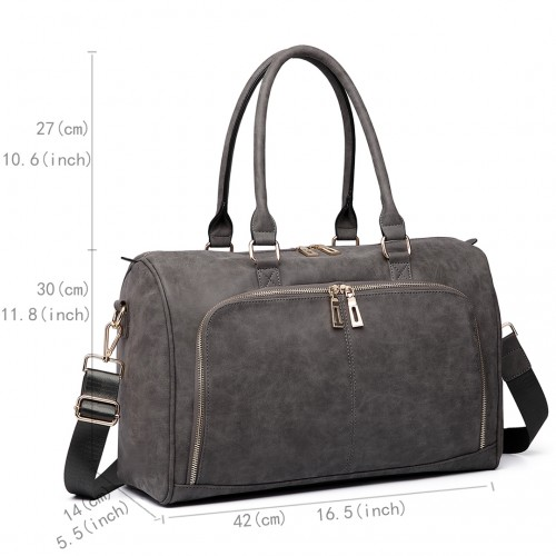 Miss Lulu Leather Look Maternity Changing Shoulder Bag – Stylish & Practical Grey Bag Set