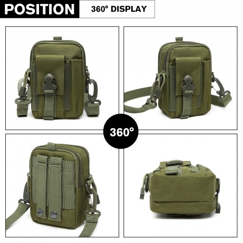 Kono Casual Small Canvas Cross Body Bag - Green | Lightweight & Durable