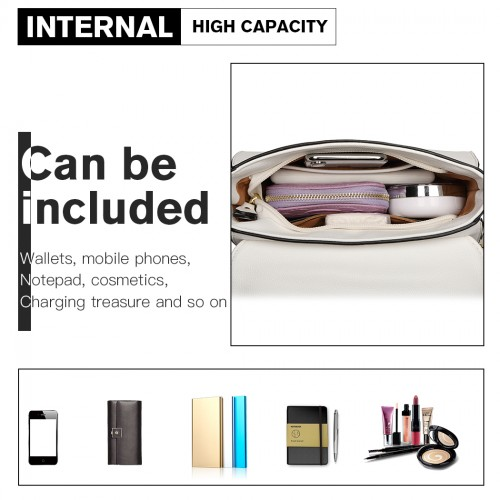 Miss Lulu Cross Body Saddle Bag - White | Stylish & Durable PU Leather Handbag