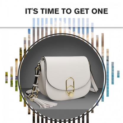 Miss Lulu Cross Body Saddle Bag - White | Stylish & Durable PU Leather Handbag