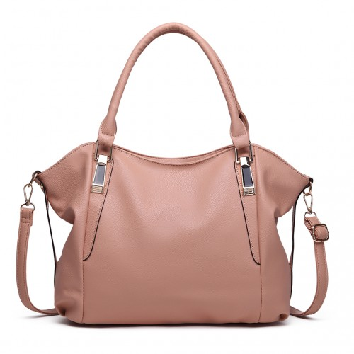 Miss Lulu Soft Leather Elegant Shoulder Bag - Nude | S1716