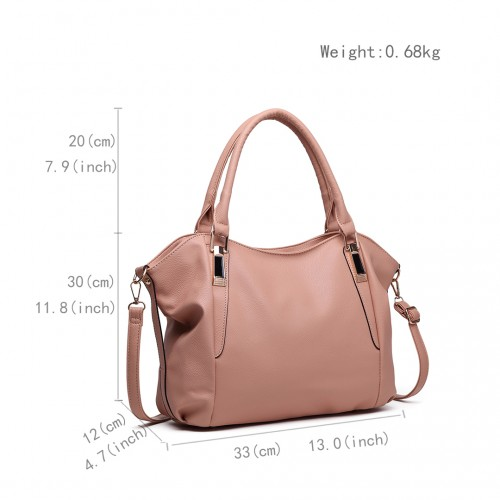 Miss Lulu Soft Leather Elegant Shoulder Bag - Nude | S1716