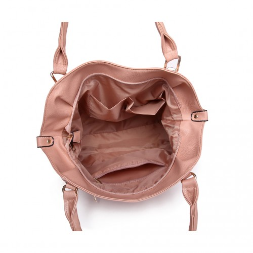Miss Lulu Soft Leather Elegant Shoulder Bag - Nude | S1716