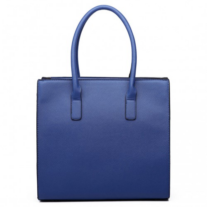 Miss Lulu Blue Multi Panel Leather Look Snake Skin Stripe Handbag - Sleek and Stylish Tote