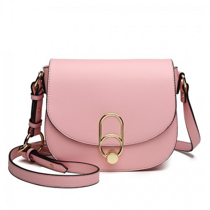 Miss Lulu Cross Body Saddle Bag - Pink | Stylish PU Leather Shoulder Bag