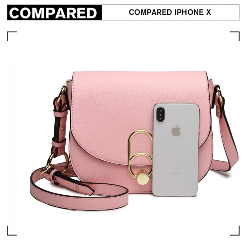 Miss Lulu Cross Body Saddle Bag - Pink | Stylish PU Leather Shoulder Bag