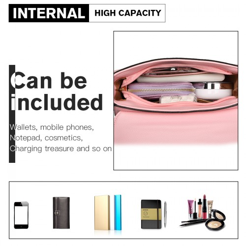 Miss Lulu Cross Body Saddle Bag - Pink | Stylish PU Leather Shoulder Bag