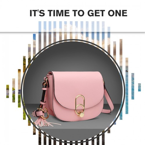 Miss Lulu Cross Body Saddle Bag - Pink | Stylish PU Leather Shoulder Bag