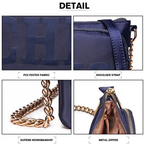 Miss Lulu 'Chic' Chain Shoulder Bag - Blue | Shop Now at Our Online Store