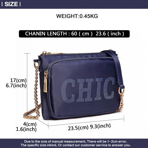 Miss Lulu 'Chic' Chain Shoulder Bag - Blue | Shop Now at Our Online Store