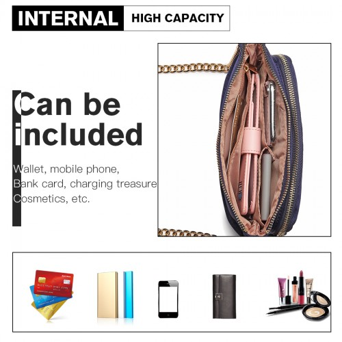 Miss Lulu 'Chic' Chain Shoulder Bag - Blue | Shop Now at Our Online Store