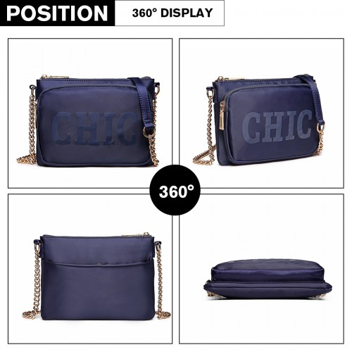 Miss Lulu 'Chic' Chain Shoulder Bag - Blue | Shop Now at Our Online Store