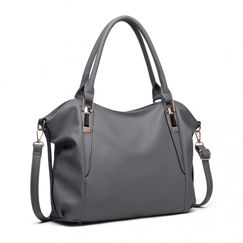Miss Lulu Soft Leather Shoulder Bag - Elegant and Versatile - Dark Grey