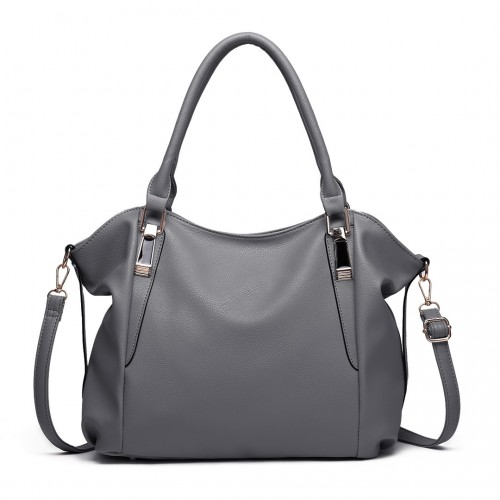 Miss Lulu Soft Leather Shoulder Bag - Elegant and Versatile - Dark Grey
