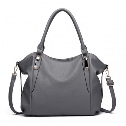 Miss Lulu Soft Leather Shoulder Bag - Elegant and Versatile - Dark Grey