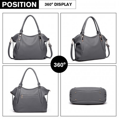 Miss Lulu Soft Leather Shoulder Bag - Elegant and Versatile - Dark Grey