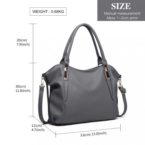 Miss Lulu Soft Leather Shoulder Bag - Elegant and Versatile - Dark Grey
