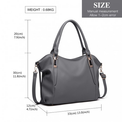 Miss Lulu Soft Leather Shoulder Bag - Elegant and Versatile - Dark Grey