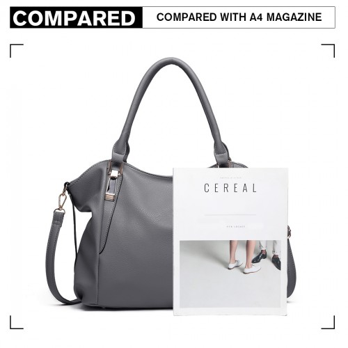 Miss Lulu Soft Leather Shoulder Bag - Elegant and Versatile - Dark Grey