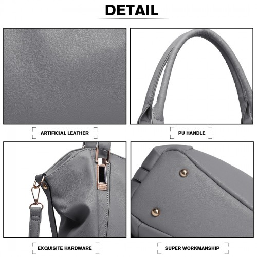 Miss Lulu Soft Leather Shoulder Bag - Elegant and Versatile - Dark Grey
