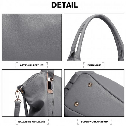 Miss Lulu Soft Leather Shoulder Bag - Elegant and Versatile - Dark Grey