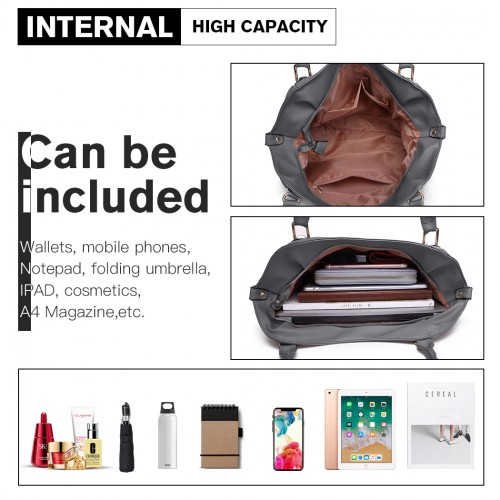 Miss Lulu Soft Leather Shoulder Bag - Elegant and Versatile - Dark Grey