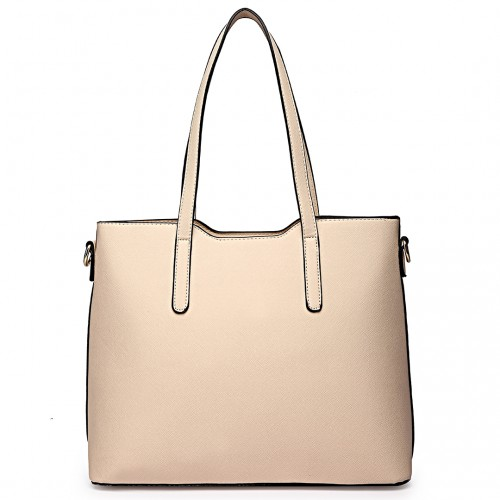 Miss Lulu Three Piece Tote Shoulder Bag And Clutch - Beige | Versatile 3-in-1 Set