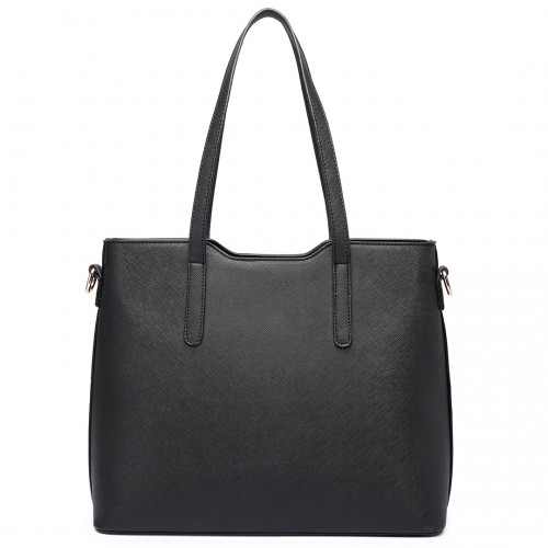 Miss Lulu Three Piece Tote Shoulder Bag And Clutch - Black | Stylish & Versatile Handbag Set