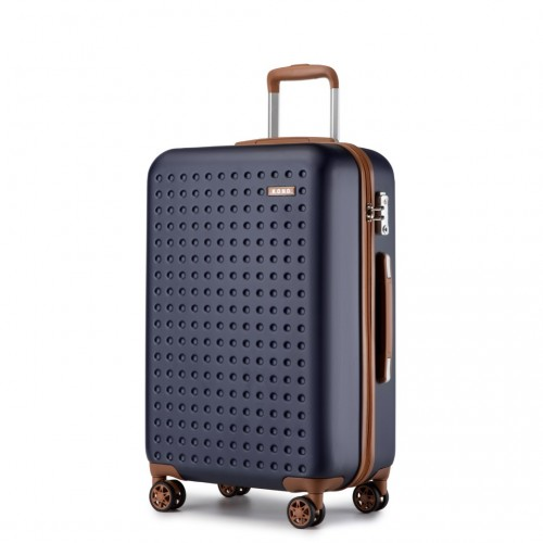 KSK2486 - Kono Stylish ABS+PC 24 Inch Polka Dot Hard Shell Suitcase With TSA Lock - Navy And Brown
