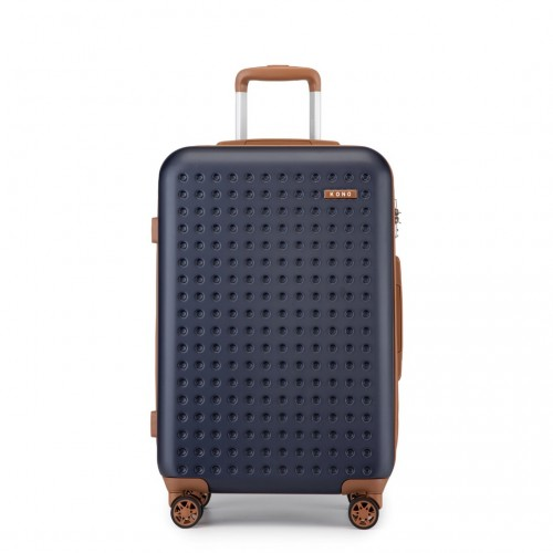 KSK2486 - Kono Stylish ABS+PC 24 Inch Polka Dot Hard Shell Suitcase With TSA Lock - Navy And Brown