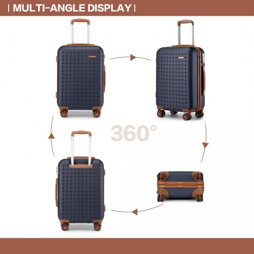 KSK2486 - Kono Stylish ABS+PC 24 Inch Polka Dot Hard Shell Suitcase With TSA Lock - Navy And Brown