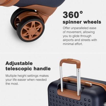 KSK2486 - Kono Stylish ABS+PC 24 Inch Polka Dot Hard Shell Suitcase With TSA Lock - Navy And Brown