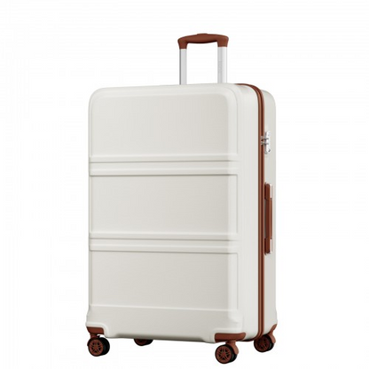 K1871-1L - Kono ABS+PC 32 Inch Extra-Large Suitcase, Sculpted Horizontal Design, Hard-Shell Wheeled Luggage with Telescopic Handle - Cream