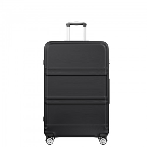 K1871-1L - Kono ABS+PC 32 Inch Extra-Large Suitcase, Sculpted Horizontal Design, Hard-Shell Wheeled Luggage with Telescopic Handle - Black