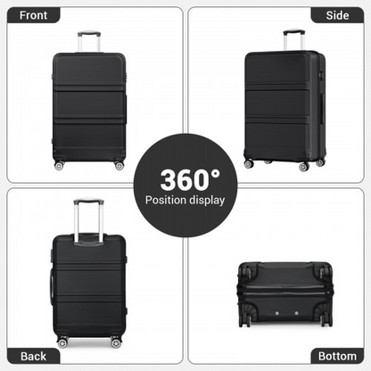 K1871-1L - Kono ABS+PC 32 Inch Extra-Large Suitcase, Sculpted Horizontal Design, Hard-Shell Wheeled Luggage with Telescopic Handle - Black
