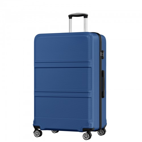 K1871-1L - Kono ABS+PC 32 Inch Extra-Large Suitcase, Sculpted Horizontal Design, Hard-Shell Wheeled Luggage with Telescopic Handle - Navy