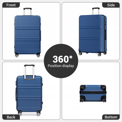 K1871-1L - Kono ABS+PC 32 Inch Extra-Large Suitcase, Sculpted Horizontal Design, Hard-Shell Wheeled Luggage with Telescopic Handle - Navy