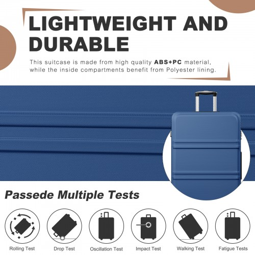 K1871-1L - Kono ABS+PC 32 Inch Extra-Large Suitcase, Sculpted Horizontal Design, Hard-Shell Wheeled Luggage with Telescopic Handle - Navy