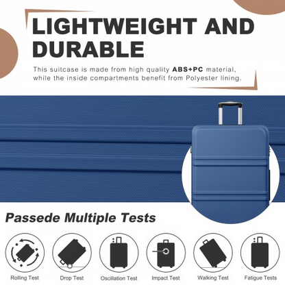 K1871-1L - Kono ABS+PC 32 Inch Extra-Large Suitcase, Sculpted Horizontal Design, Hard-Shell Wheeled Luggage with Telescopic Handle - Navy