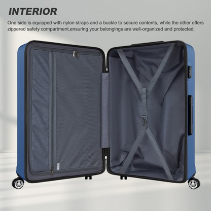 K1871-1L - Kono ABS+PC 32 Inch Extra-Large Suitcase, Sculpted Horizontal Design, Hard-Shell Wheeled Luggage with Telescopic Handle - Navy