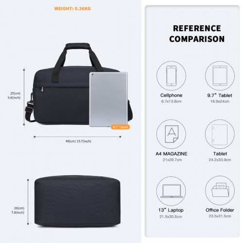 Kono Lightweight Multi Purpose Unisex Sports Travel Duffel Bag - Dark Blue