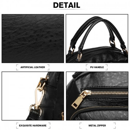 Miss Lulu Bowler Style Shoulder Bag - Black | Premium PU Leather, Multi-Pocket Design, Versatile Carrying Options