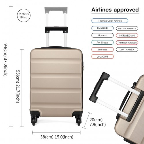 Kono 19 Inch Horizontal Design ABS Hard Shell Suitcase With TSA Lock - Gold